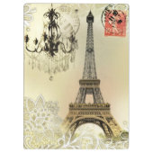 ベージュフローラレースシャンデリアエッフェルタワー クリップボード (裏面)