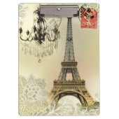 ベージュフローラレースシャンデリアエッフェルタワー クリップボード (正面)