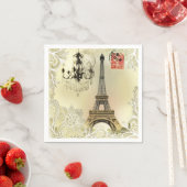 ベージュフローラレースシャンデリアエッフェルタワー スタンダードカクテルナプキン (インサイチュ)