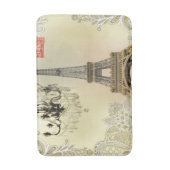 ベージュフローラレースシャンデリアエッフェルタワー バスマット (正面縦)