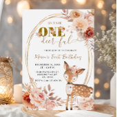 ベージュフローラワンディアフルガールファースト誕生日 招待状