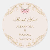 ベージュフローラヴィンテージ結婚バロック ラウンドシール (正面)