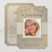 ベージュフローラ写真記念悔やみや弔慰ありがとう 案内状 (正面/裏面)