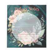 ベージュフローラ水彩パーソナライズされたメモ帳 ノートパッド (正面)