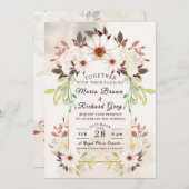 ベージュフローラ結婚式招待状 招待状 (正面/裏面)