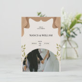 ベージュフローラ結婚式招待状 招待状 (スタンド正面)