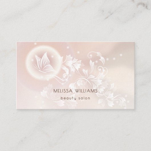 ベージュフローラ蝶ファンタジー 名刺 (正面)