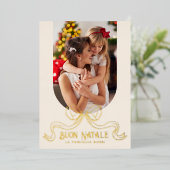 ベージュブオンナターレシンプルーモダンルCoquet Bow写真 箔シーズンカード (立ち正面)