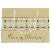 ベージュブラウンとダークグリーン ラージペーパーバッグ (正面)