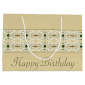 ベージュブラウンとダークグリーン ラージペーパーバッグ (裏面)