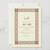 ベージュブラウンイスラーム幾何縁ど2つ結婚の 招待状 (正面)