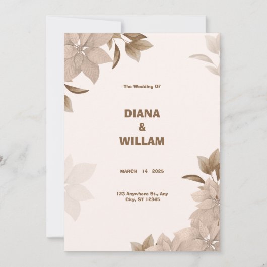 ベージュブラウンエステエレガントティック結婚式招待状 招待状 (正面)