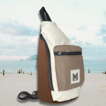 ベージュブラウンシティアクセサリークロスボディスリングバッグ