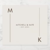 ベージュブラウンシンプルモノグラム結婚ズ スパークリングワインラベル (シングルラベル)