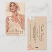 ベージュブラウンツィーザーカーラーメイクアップアイドラッシュ 名刺 (正面/裏面)