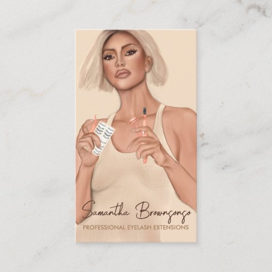 ベージュブラウンツィーザーカーラーメイクアップアイドラッシュ 名刺 (正面)