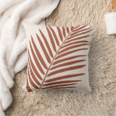 ベージュブラウンテラコッタパームリーフトロピカル クッション (ブランケット)