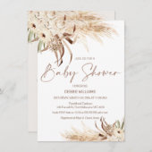 ベージュブラウンパンパスグラスブライダルシャワー 招待状 (正面/裏面)