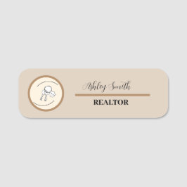 ベージュブラウンパーソナライズされたミニマル 名札