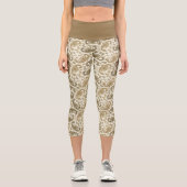 ベージュブラウンペイズリーパターン高い腰のカプリス カプリレギンス (正面)