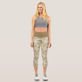 ベージュブラウンペイズリーパターン高い腰のカプリス カプリレギンス (正面)