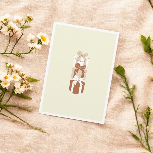ベージュブラウンホリデーギフトボックスフェスティバルエレガンスカード