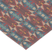 ベージュブラウンマルーンレッドティール(緑がかった色)ブルートライバルアート ショートテーブルランナー (コーナー)