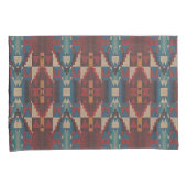 ベージュブラウンマルーンレッドティール（緑がかった色）ブルートライバルアート 枕カバー (正面右)