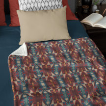 ベージュブラウンレッドティール（緑がかった色）ブルーテラコッタトライバルアート