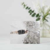 ベージュブラウンヴィンテージクリスマスフォト シーズンポストカード (スタンド正面)