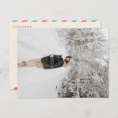 ベージュブラウンヴィンテージクリスマスフォト シーズンポストカード (正面/裏面)