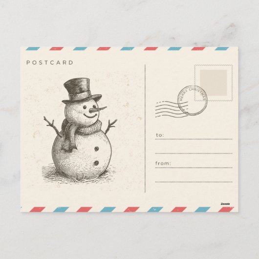 ベージュブラウンヴィンテージクリスマスフォト シーズンポストカード (裏面)