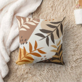 ベージュブラウン抽象芸術リーフ クッション (ブランケット)