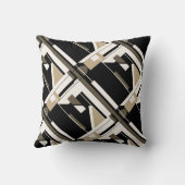 ベージュブラウン白黒対角ジオメトリックデザイン クッション (裏面)
