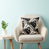 ベージュブラウン白黒対角ジオメトリックデザイン クッション (椅子)