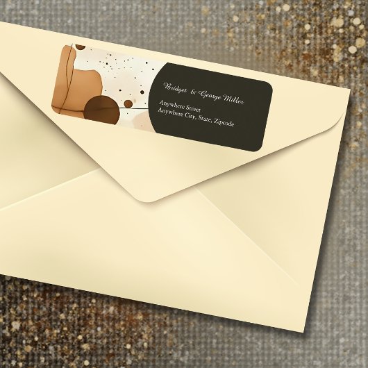 ベージュブラウン素朴ウォーム抽象芸術差出人住所 ラベル