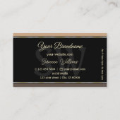 ベージュブラックとブラウンのストライプモノグラモダンム付き 名刺 (裏面)