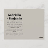 ベージュブラックシックモダンアーチフォト結婚ズ ポストカード (裏面)