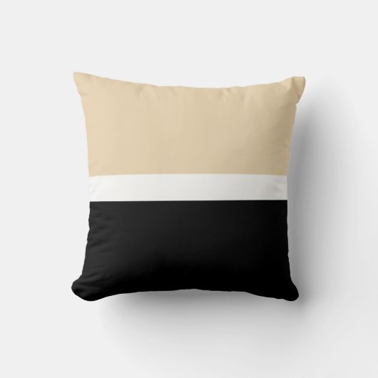 ベージュブラックストライプ抽象芸術 クッション (正面)