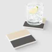 ベージュブラックストライプ抽象芸術 ストーンコースター (横)