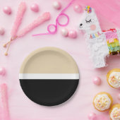 ベージュブラックストライプ抽象芸術 ペーパープレート (パーティー)