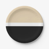 ベージュブラックストライプ抽象芸術 ペーパープレート (正面)
