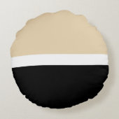 ベージュブラックストライプ抽象芸術 ラウンドクッション (裏面)