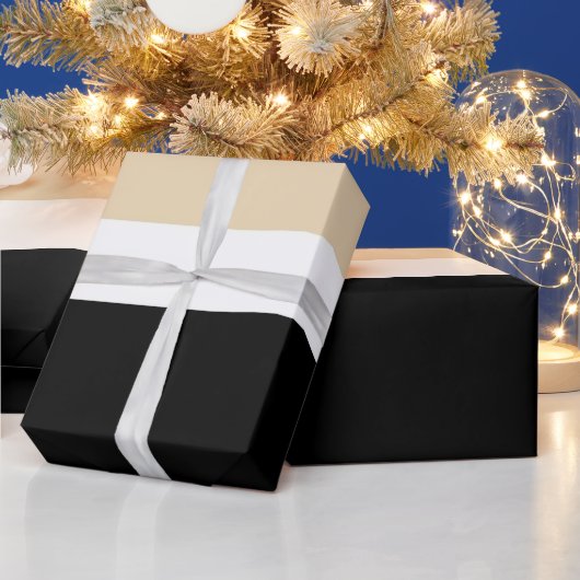ベージュブラックストライプ抽象芸術 ラッピングペーパー (クリスマス)