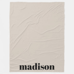 ベージュブラックモダンモノグラパーソナライズされたム名 フリースブランケット