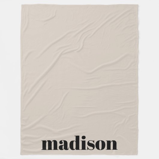 ベージュブラックモダンモノグラパーソナライズされたム名 フリースブランケット (正面)