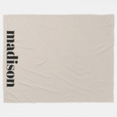 ベージュブラックモダンモノグラパーソナライズされたム名 フリースブランケット (正面(横))