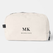 ベージュブラックモノグラムイニシャル名 ドップキット (正面)