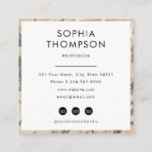 ベージュブラック大理石抽象芸術QRコードソーシャルメディア スクエア名刺 (裏面)