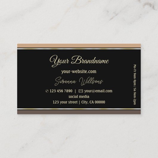 ベージュブラック&ブラウンストライププロフェッショナルスタイリッシュ 名刺 (裏面)